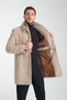 Herringbone Patterned Men's Thick Cashmere Coat with Ribbed Collar Standard Fit - 4