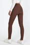 Women's High Waist Drawstring Fleece Firming Brown Winter Tights - 7