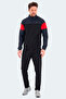 Ransu Men's Zippered Stand Collar Pocketed Dark Gray Tracksuit Set - 7