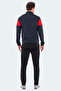 Ransu Men's Zippered Stand Collar Pocketed Dark Gray Tracksuit Set - 2