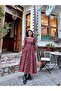 Red Plaid Layered Square-Neck Women's Dress - 2