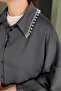 Satin Shirt - Anthracite Collar with Stones, Model 32-2057-5 - 3