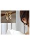 Gold Baguette Stone Fringed Star Earrings - 5