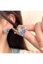 Blue Foggy Embellished Heart Earrings - 2