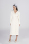 White Long Jacket Dress with Double Breasted Neckline Pockets |   Elegant Choice for Wedding, Bride, Promise and Home Exit - 4