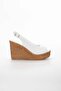 Women's White Wedge Heeled Classic Style Sandals - 3