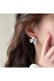 White Foggy Embellished Flower Earrings - 3