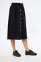 Apsen women's decorative button elastic waist lace-up detail linen black skirt 2191-80 - 5