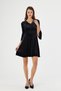 Apsen Women's Black V-Neck Sleeve Flounce Detailed Winter Velvet Short Dress 4460-95 - 2