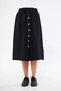 Apsen women's decorative button elastic waist lace-up detail linen black skirt 2191-80 - 3