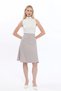 Apsen Women's Parted Knee-Length Lined Gray Flared Woven Skirt 2194-63