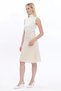 Apsen Women's Parted Knee-Length Lined Cream Flared Woven Skirt 2194-63 - 6