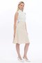 Apsen Women's Parted Knee-Length Lined Cream Flared Woven Skirt 2194-63