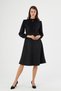 Apsen Women's Suede Black High Neck Pleated Detail Long Sleeve Midi Length Winter Dress 4412-110 - 3