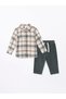 Long Sleeve Baby Boy Plaid Shirt and Trousers 2 Pieces Set