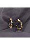 Pearl and Leaf Detailed Hoop Earrings