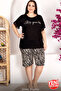Lady Plus Size Zebra Print Short-Sleeve Sleeves Lace Shorts Pajama Suit 10400 - 2