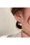 Gold Pearlescent Stone Heart Double Hoop Earrings - 4