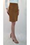 Camel Velvet Cornered Pencil Skirt - 3