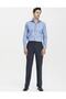 Men's Dark Blue Comfortable Fit High Waist Classic Linen Trousers - 3