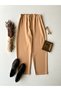 Milk Brown Crepe Trousers with Elastic Waist