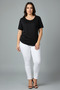 Siyah Regular Fit Sırtı Bağlama/Fiyonk Detaylı Örme Büyük Beden T-shirt TBBSS25BF00000 - 6