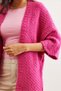 Women's Fuchsia Honeycomb Soft Textured Knitwear Cardigan Hrk- 19000328 - 5