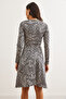 Women's Geometric Black and White Double Breasted Knitted Dress Elb- 19000962 - 2