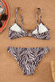 Zebra Desenli Aksesuarlı Bralette Kaplı Regular Normal Bel Bikini Takımı TBESS25BT00054 - 6