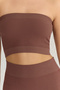 Taş-Kahverengi 2'li Paket Seamless/Dikişsiz Fitilli Straplez Örme Spor Sütyeni TWOSS21SS0061 - 4