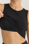Siyah Fırçalı Soft Kumaş 2 Katlı İçi Pedli Spor Sütyenli Örme Üst/Bluz THMSS25BZ00001 - 4