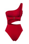 Kırmızı Cut Out Detaylı Tek Omuz Kaplı Brazilian Mayokini TBESS24MY00005 - 6
