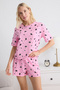 Pink 100% Cotton Galaxy Patterned Knitted Pajamas with Shorts Thmss25Pt00070 - 3
