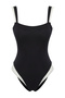 Black U-Neck Color Block Regular Swimsuit TBESS25MA00040 - 5