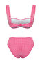Pötikare Desenli Dokulu Bralette Kaplı Büzgülü Hipster Normal Bel Bikini Takımı TBESS25BT00036 - 8