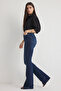 Koyu Mavi Yüksek Bel Comfort/Esnek Flare İspanyol Paça Jeans TWOSS25JE00110 - 2