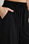 Siyah Beli Lastikli Harem/Şalvar Rahat Kesim Dokuma Pantolon TWOSS25PL00027 - 4