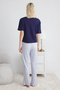 Blue Star Print Pocket Detailed Knitted Pajamas Set Thmss25Pt00123 - 5