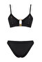 Siyah Aksesuarlı Bralette Kaplı Regular Normal Bel Bikini Takımı TBESS25BT00054 - 8