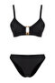 Siyah Aksesuarlı Bralette Kaplı Regular Normal Bel Bikini Takımı TBESS25BT00054 - 7