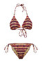 Batik Desenli Aksesuarlı Üçgen Kaplı Brazilian Normal Bel Bikini Takımı TBESS25BT00025 - 5