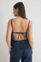 Lacivert Sırt Dekolteli Dokuma Bluz TWOSS25BZ00100 - 6