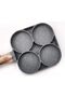 4 Hole Omelet Pan for Burger Eggs Ham Pancake Maker Wooden Handle Frying Pot Non-Stick Cooking - 4
