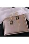 Black Rectangular Asymmetric Dangle Earrings - 3