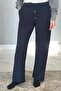 Elastic waist wide leg women's sweatpants 8015 navy blue