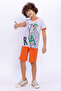 Boy's Crew Neck Pigment Printed Summer Regular Fit Gray Bermuda Set Rp2735-C-V2 - 2