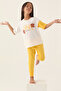 Girls' Cream Short Sleeve Pajama Set - 3