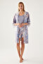 Women's Double Breasted Pigment Printed Summer Regular Fit Purple Pajama Set Pc8802-S-V1