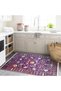 Crescent Collection Purple Themed Multicolored Flowers Detailed Woven Base Decorative Carpet Hilal20 - 3
