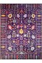 Crescent Collection Purple Themed Multicolored Flowers Detailed Woven Base Decorative Carpet Hilal20 - 5